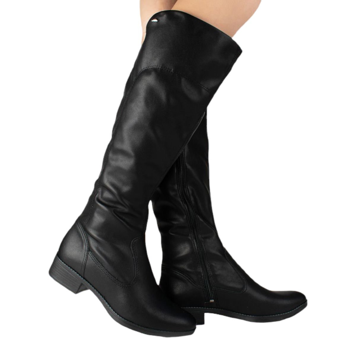 Bota Dakota G4503 Cano Longo Montaria Elastico Salto Baixo Ziper Feminino Preto 5