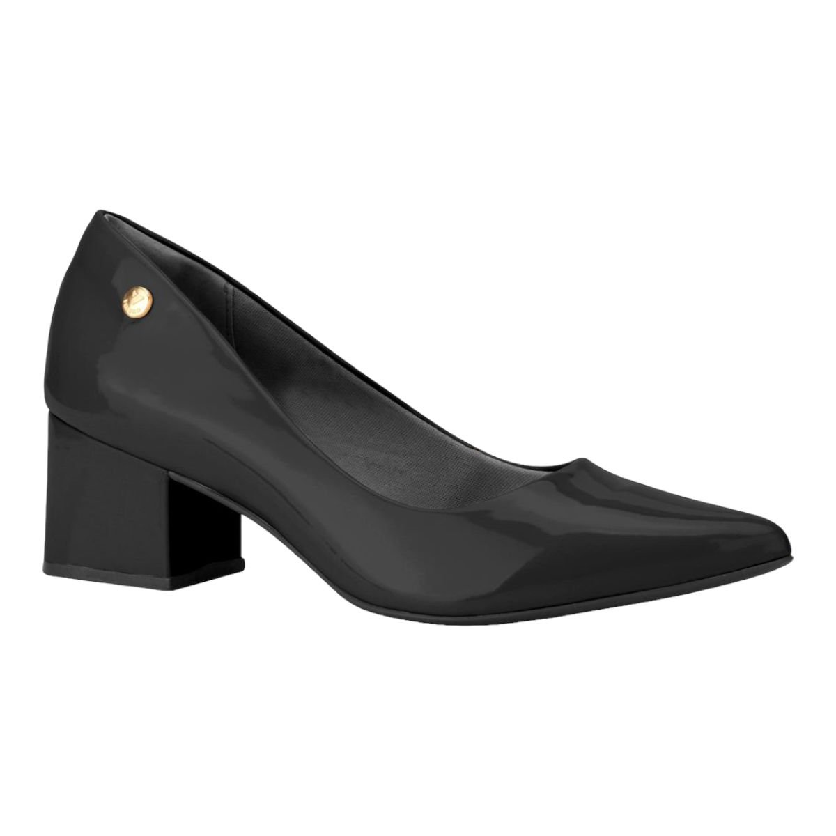 Sapato Via Uno 318001 Scarpin Salto Grosso Alto Social Feminino Preto