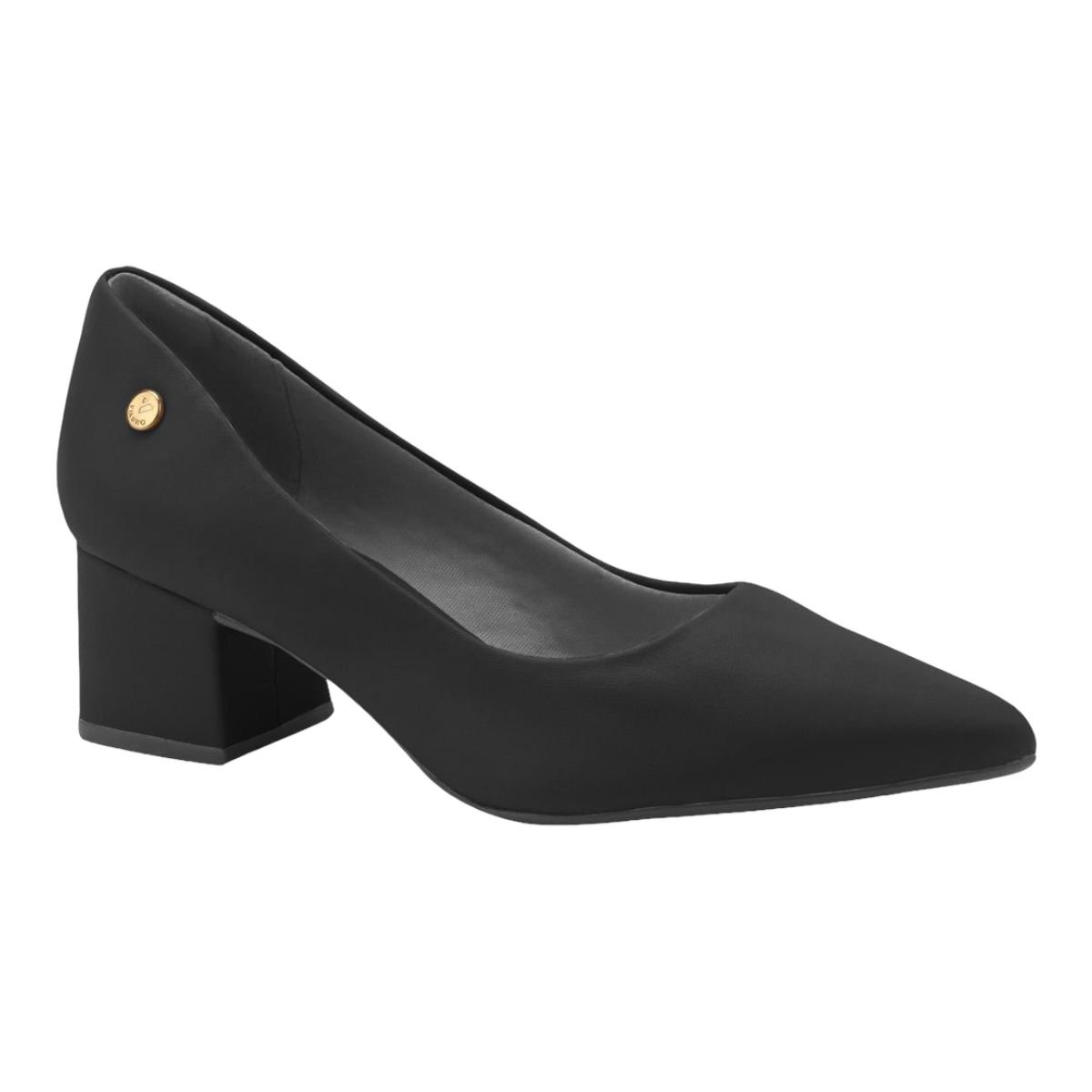 Sapato Via Uno 318001 Scarpin Salto Grosso Alto Social Feminino  Preto 1