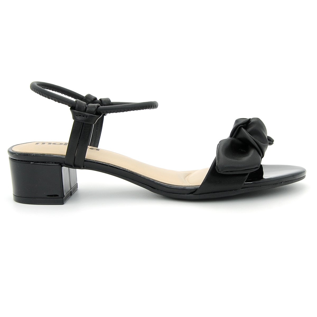 Sandalia Moleca Salto Grosso Baixo Laço Feminino Preto