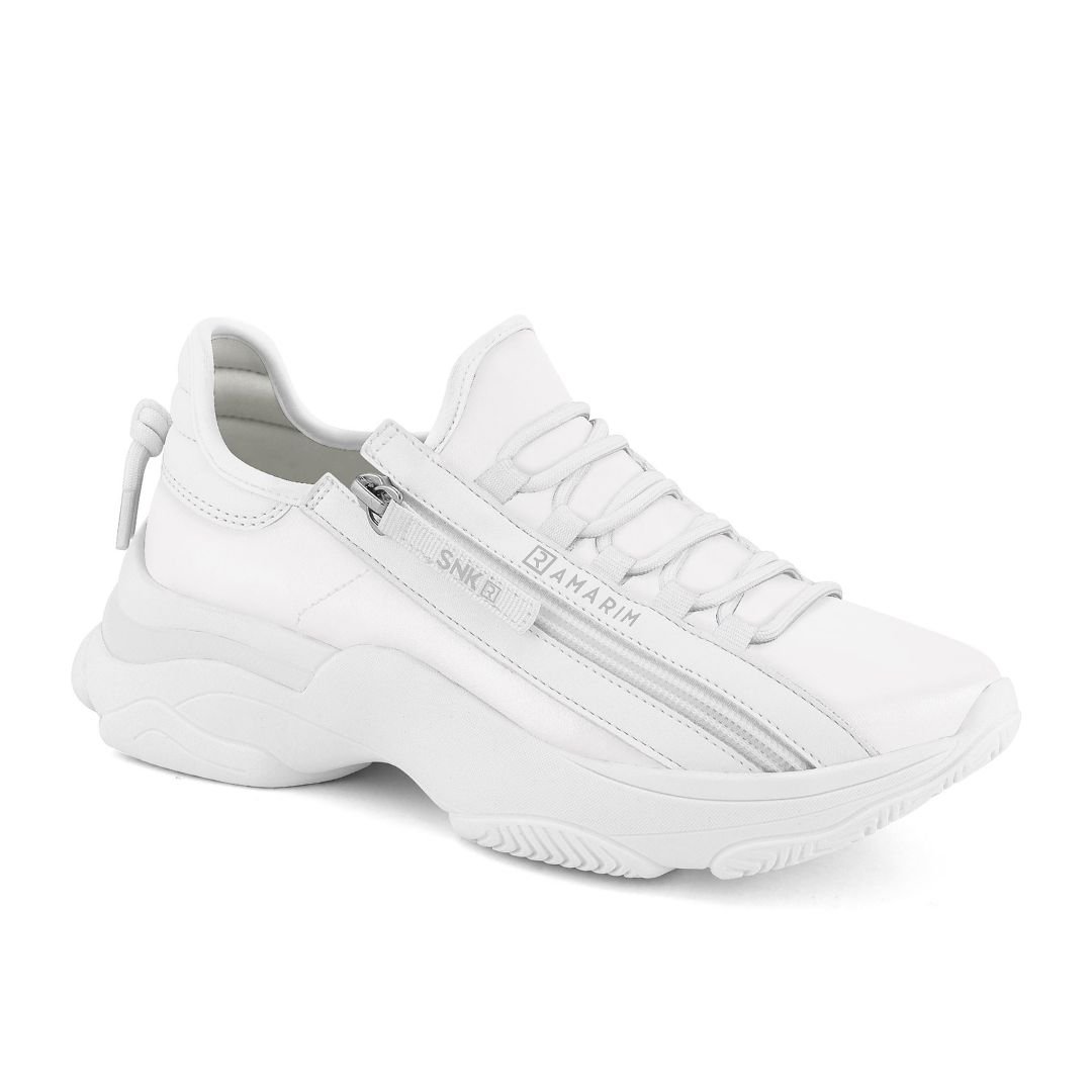 Tênis Dadsneaker Com Zíper Lateral Feminino Ramarim Branco 1