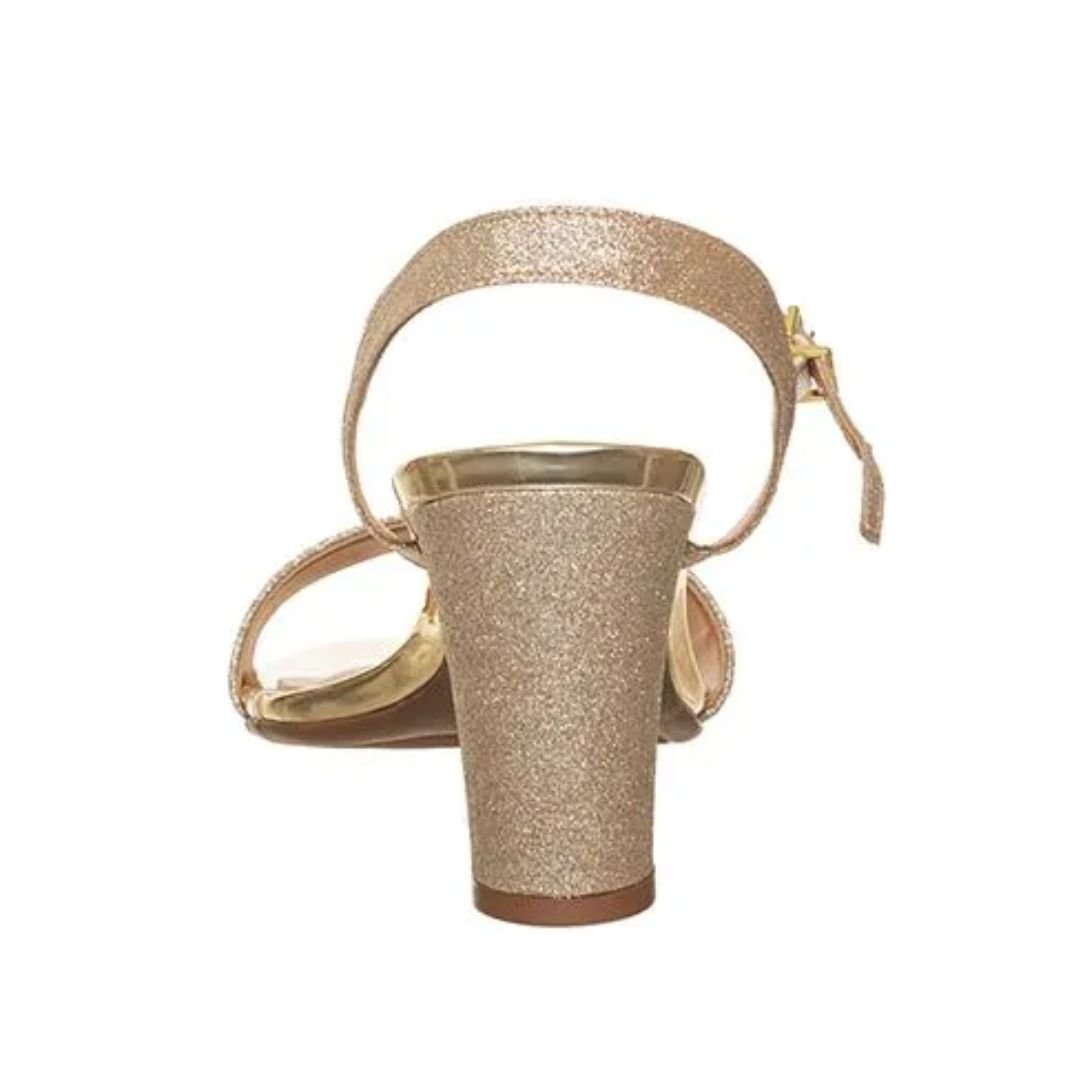Sandália Feminina Salto Grosso Médio Vizzano Cor Metalica Dourado 2