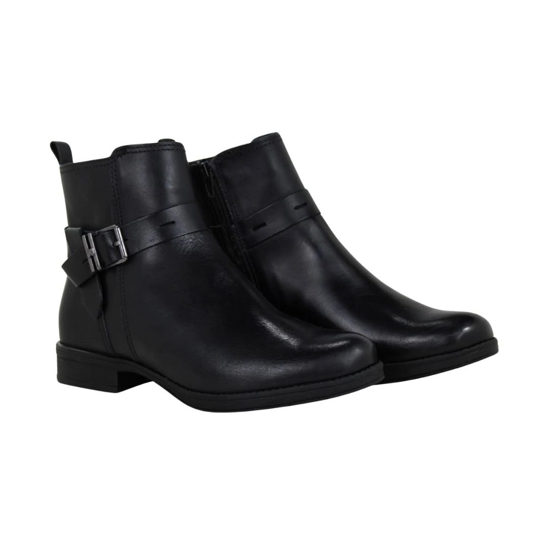 Bota Curta Rasteira Com Fivela Feminino Adulto Bottero Preto 2