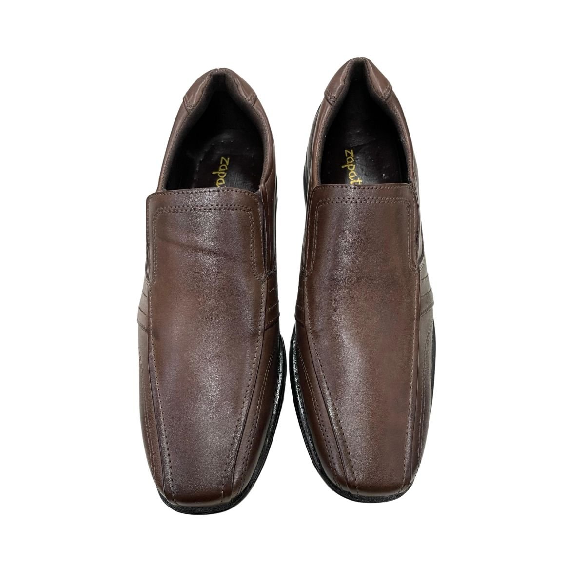 Sapato Social De Couro Masculino Zapattero Calce Fácil Marrom 4