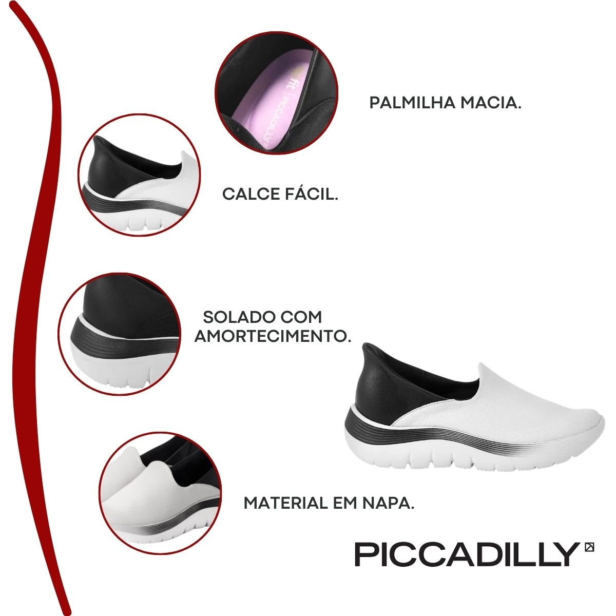 Tênis Feminino Calce Fácil Piccadilly Slipfit Off White 2