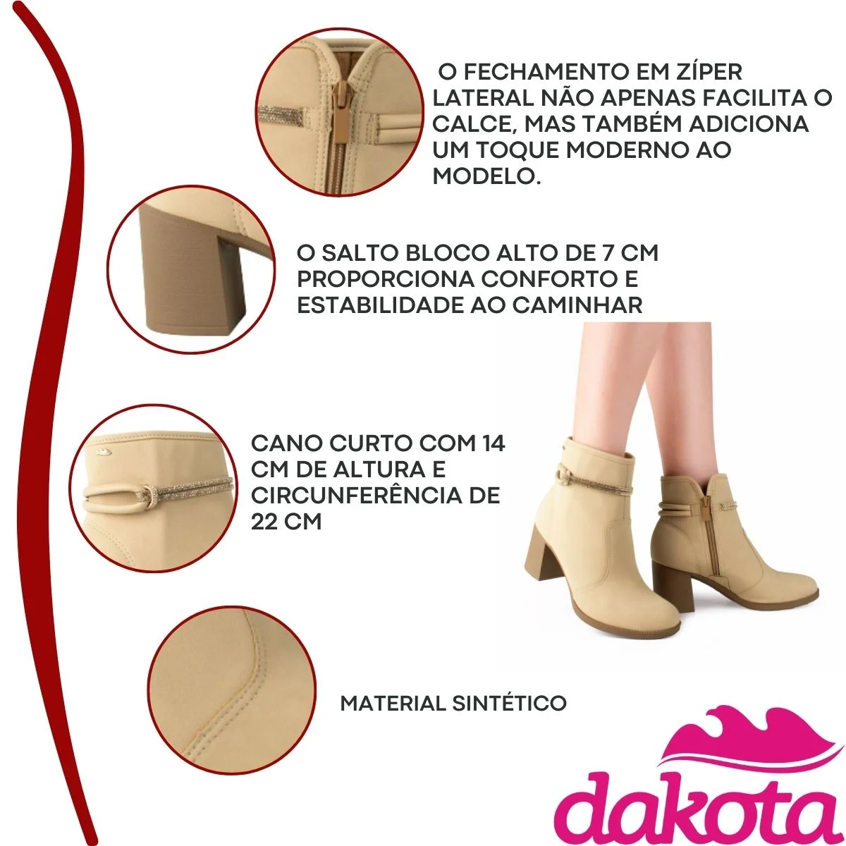 Bota Feminina Dakota Salto Bloco Preto 2