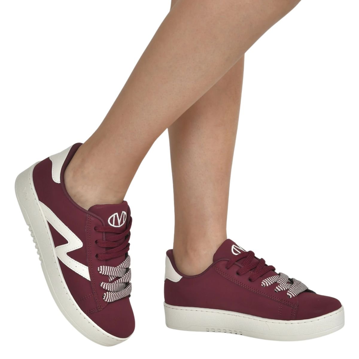 Tênis Flatform Via Marte Feminino Nobuck Vinho/Marfim 6