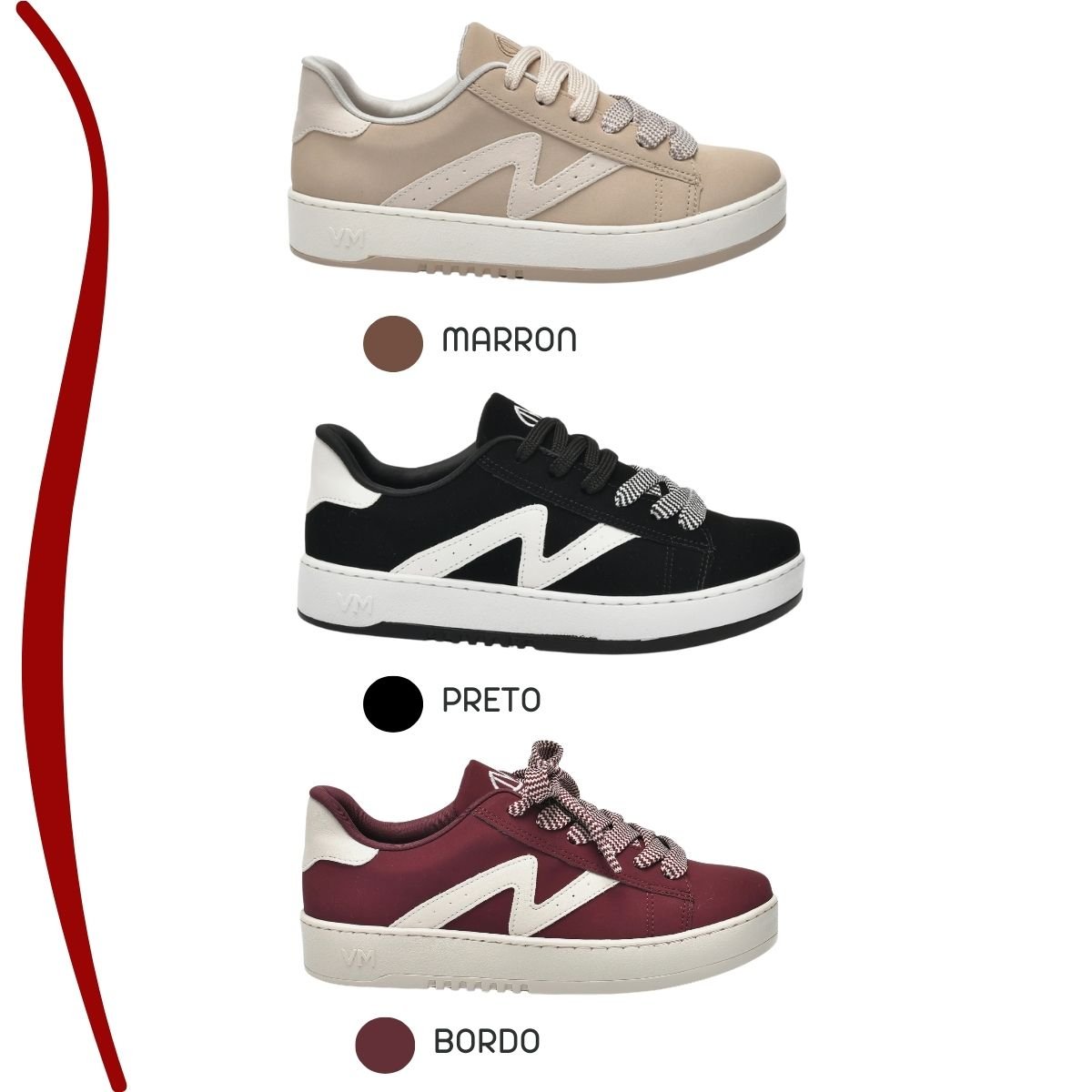 Tênis Flatform Via Marte Feminino Nobuck Vinho/Marfim 7