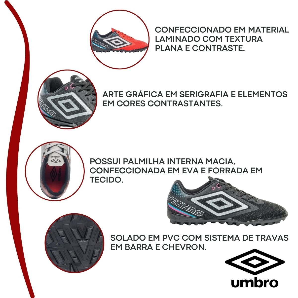 Chuteira Society Umbro Techno Masculino Preto/Laranja 2