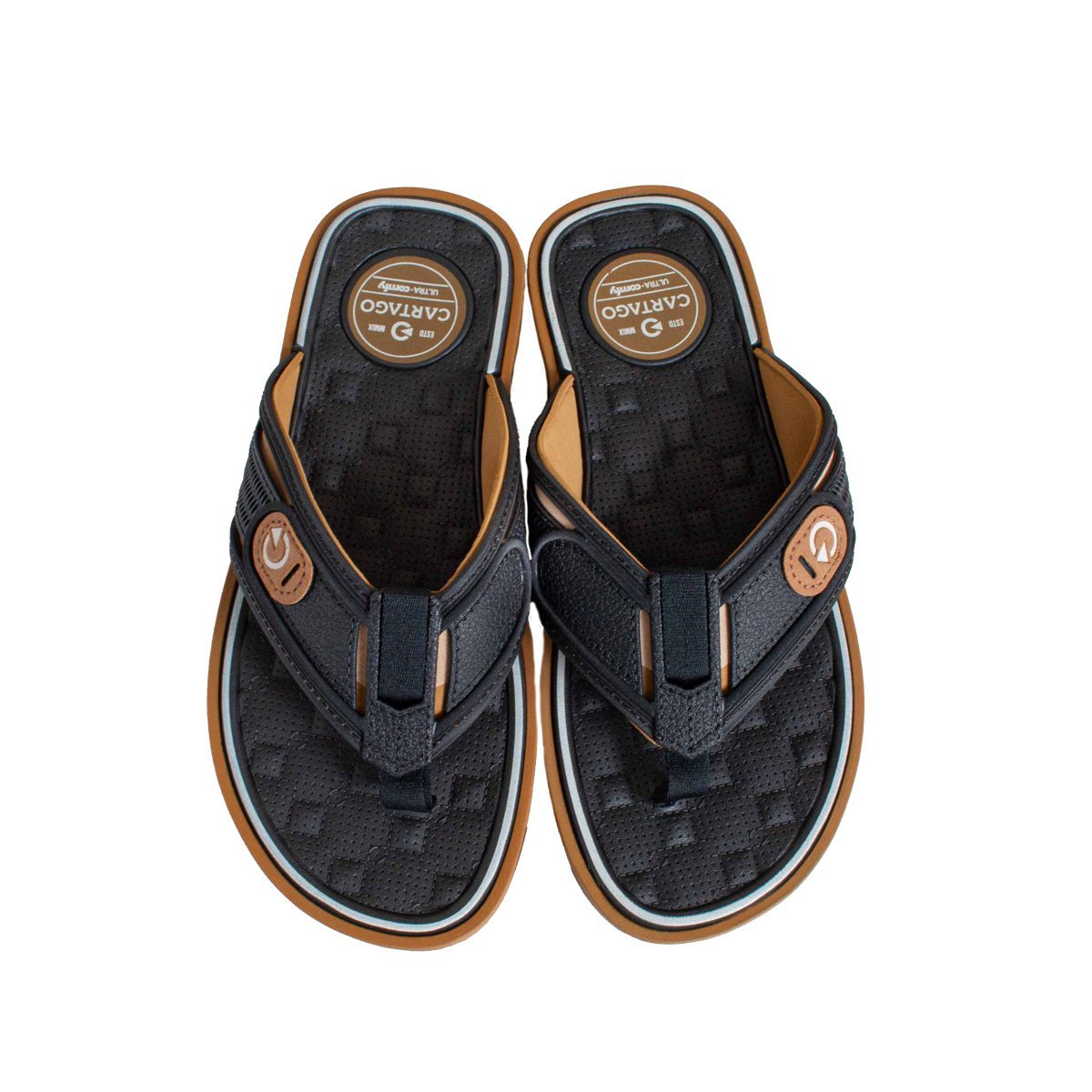 Chinelo De Dedo Masculino Cartago Lyon Iv Original Preto/Bege 2