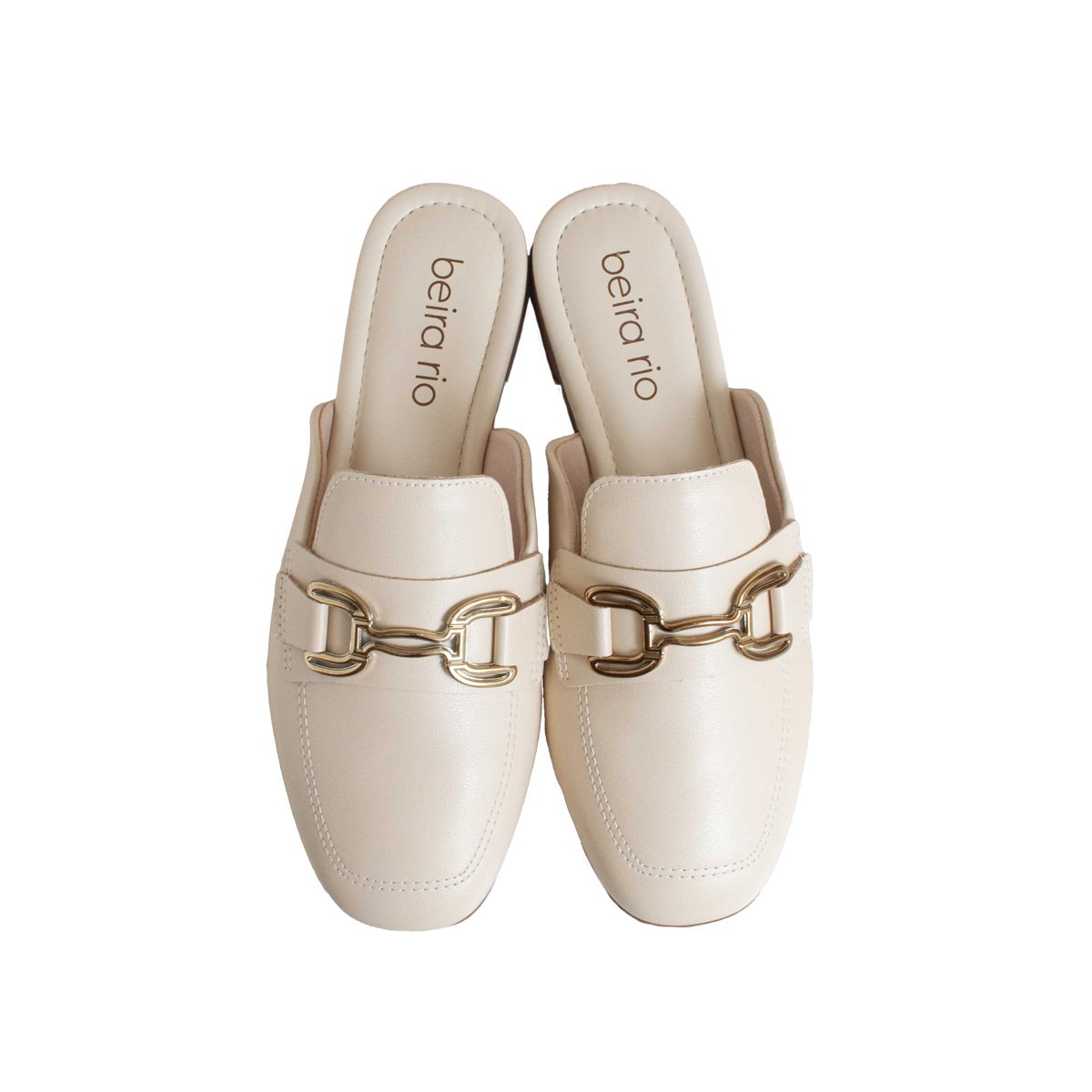 Mule Casual Beira Rio Feminino Salto Baixo Creme 2