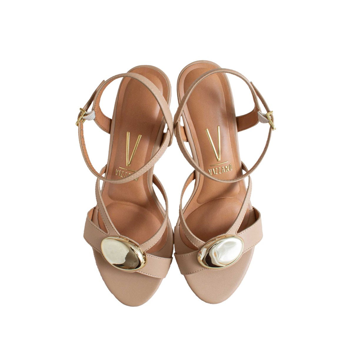 Sandália Vizzano Salto Bloco Médio Feminino Fivela Bege 2