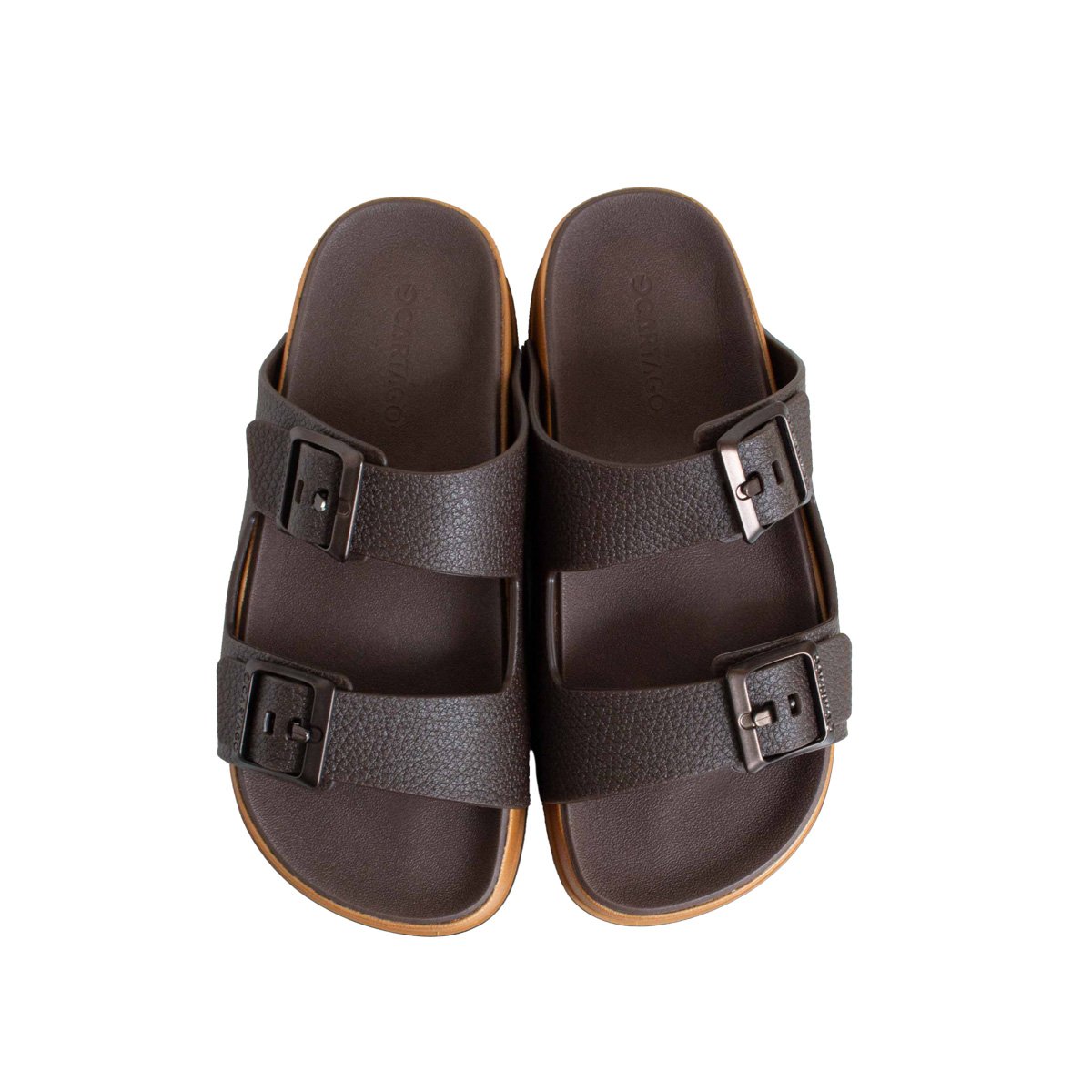 Chinelo Infantil Slide Cartago Menino Original Marrom 2