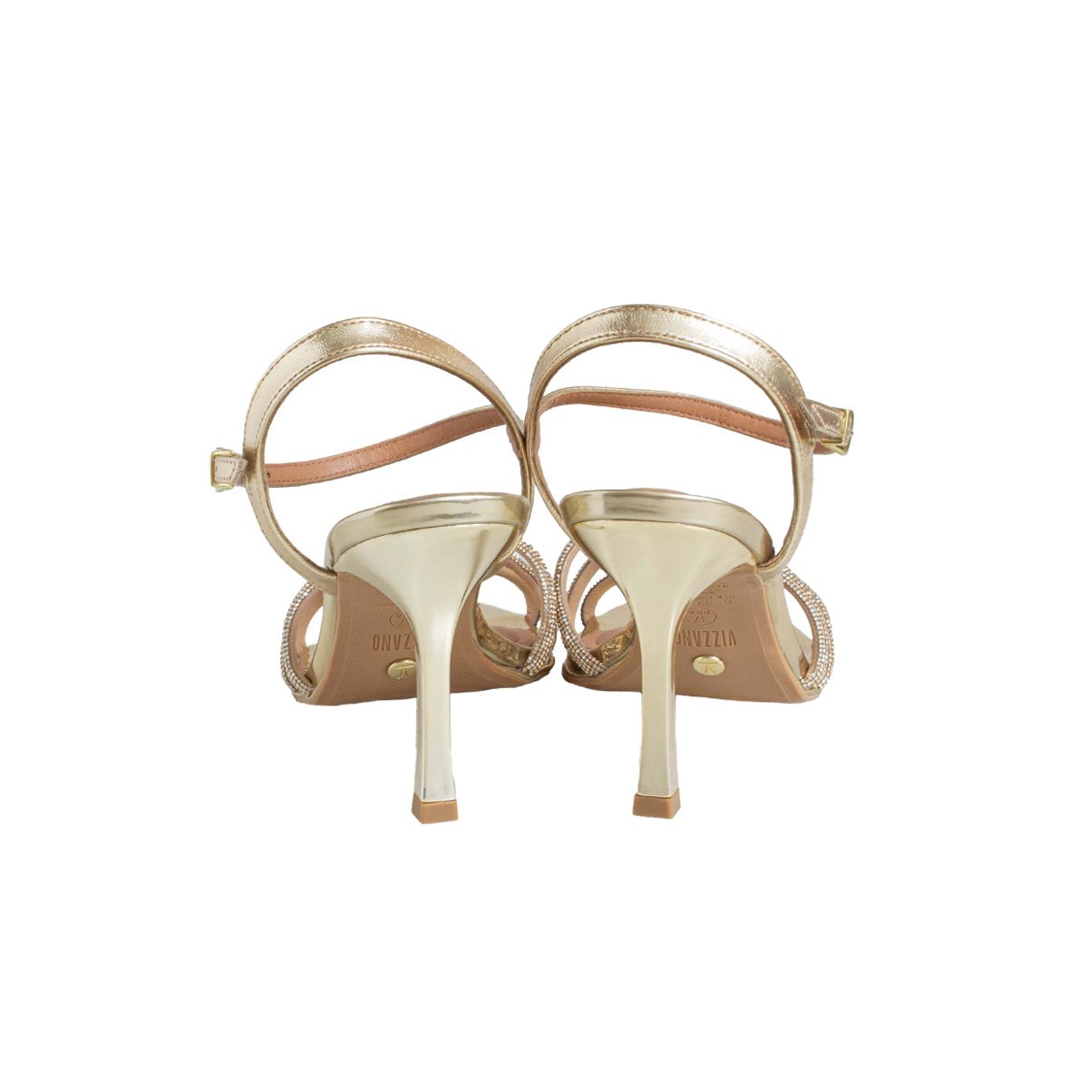 Sandália Metalizada Vizzano Strass Salto Alto Feminino Dourado 4