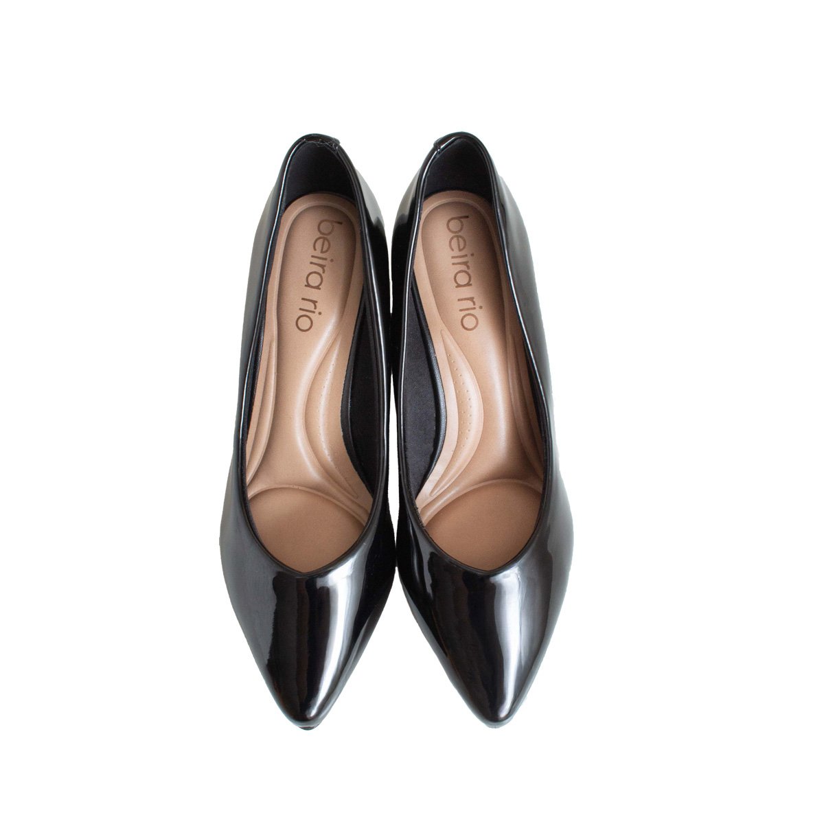 Scarpin Bico Fino Beira Rio Verniz Feminino Preto 2