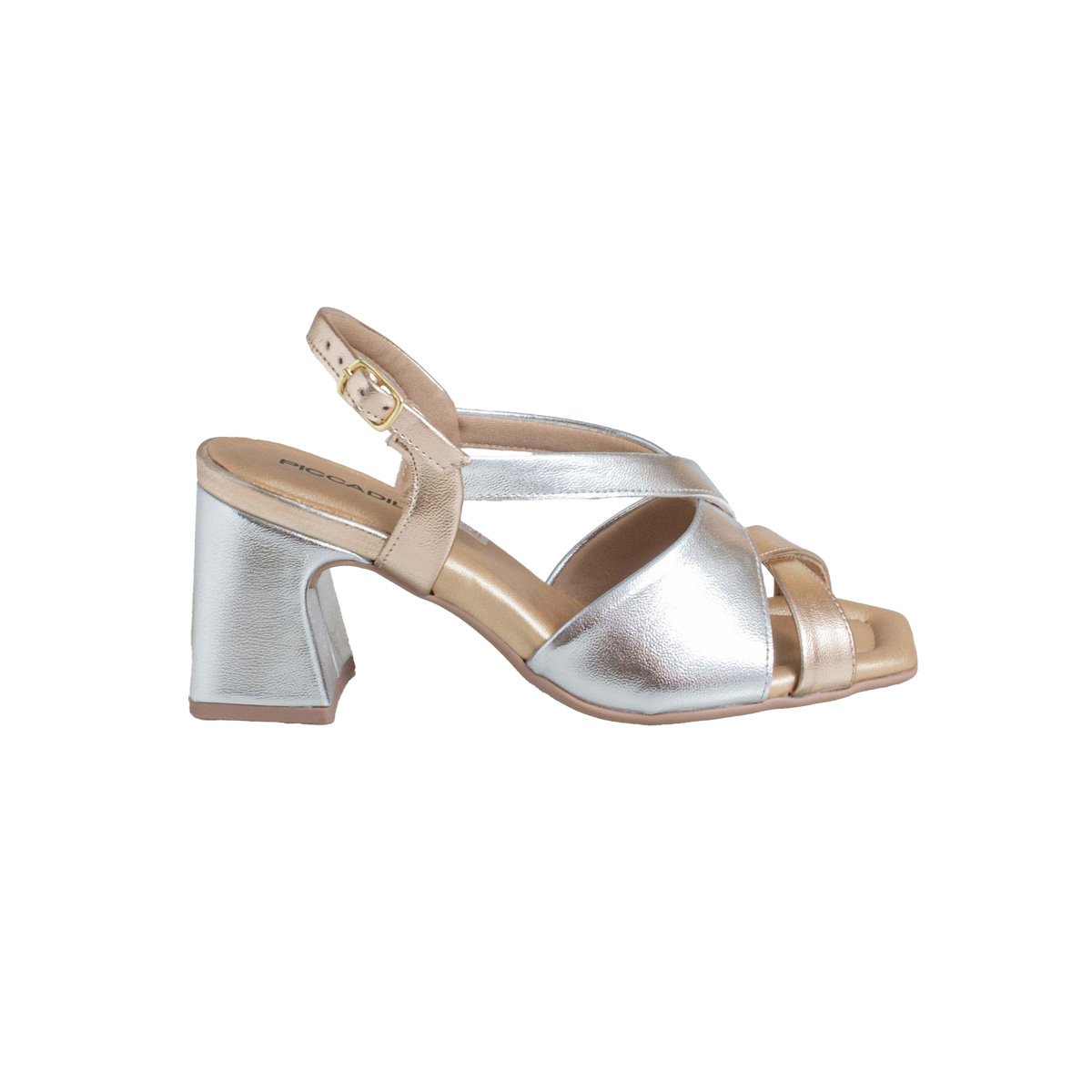 Sandália Metalizada Piccadilly Salto Alto Feminino