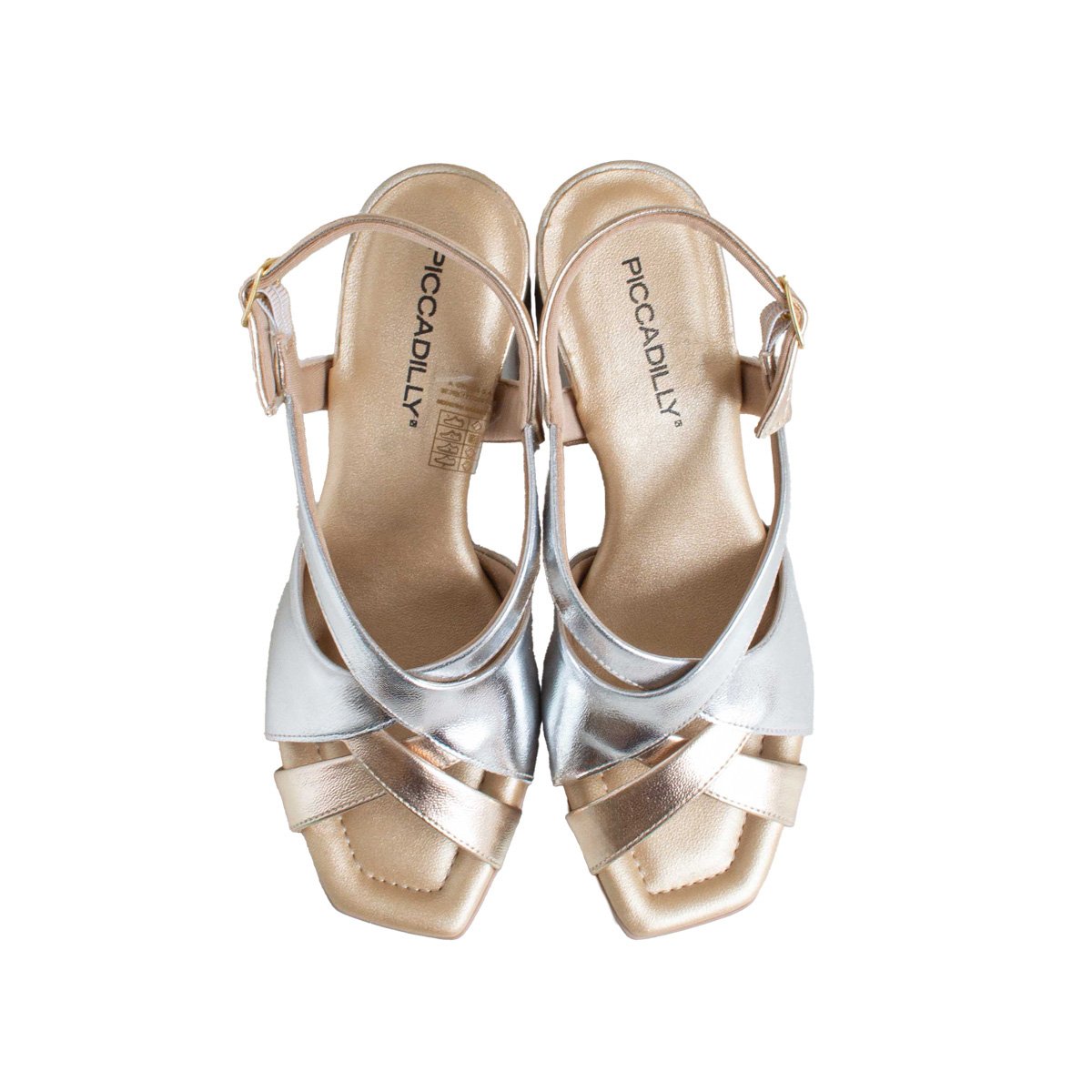 Sandália Metalizada Piccadilly Salto Alto Feminino Prata 2
