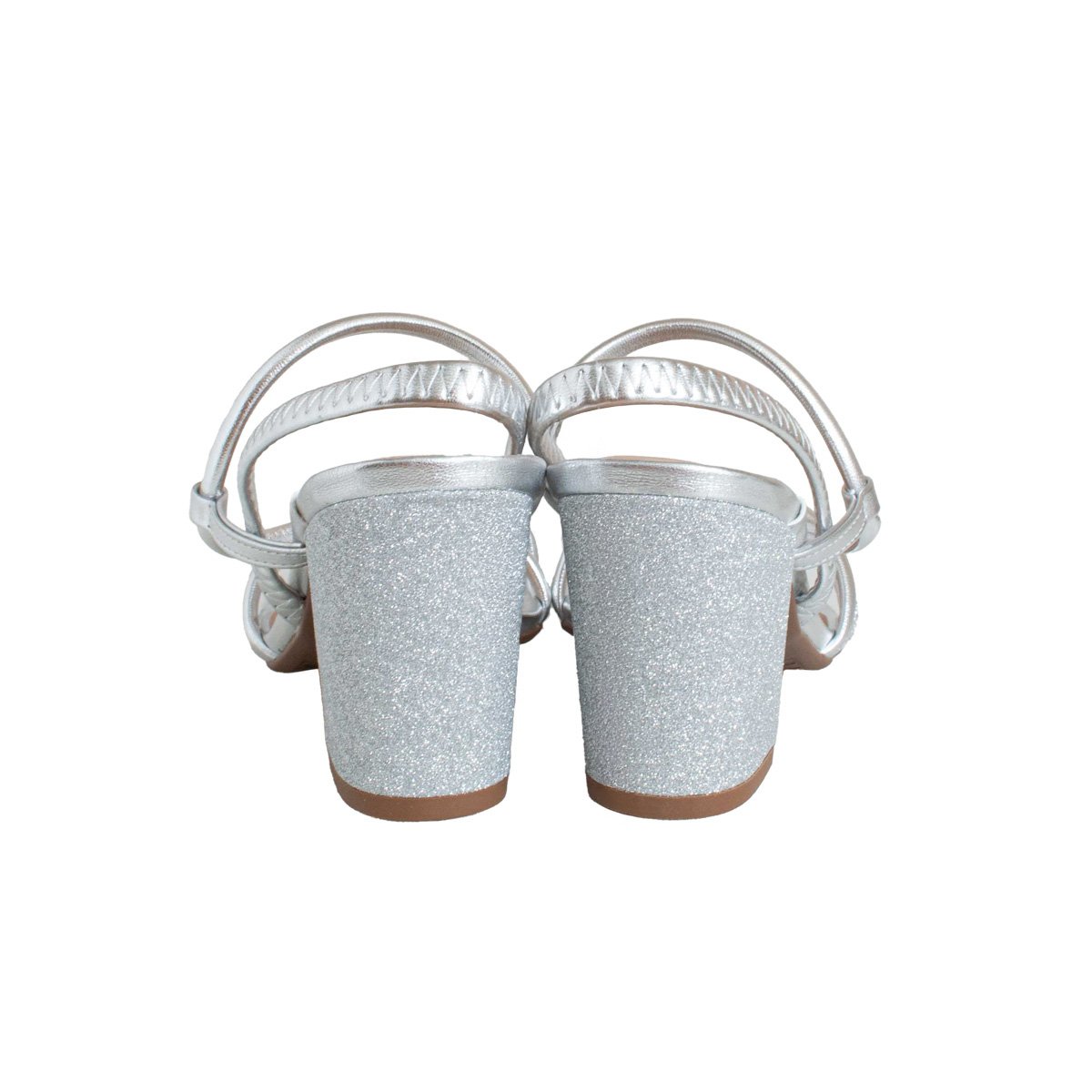 Sandália Brilhos Beira Rio Salto Alto Bloco Feminino Prata 4