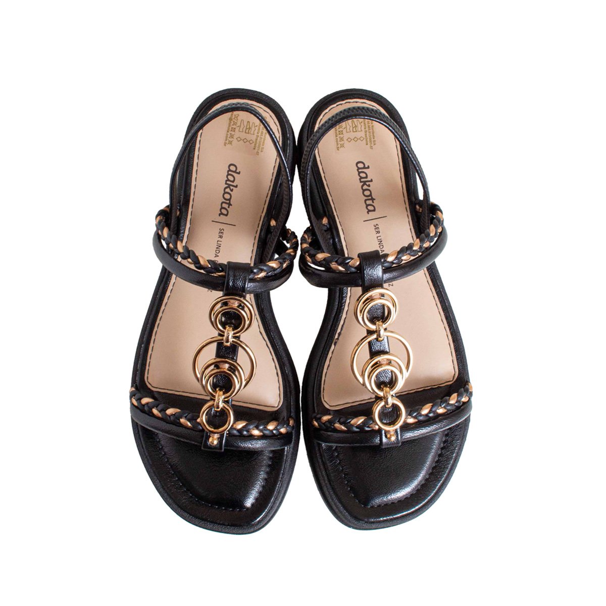 Sandália Rasteira Dakota Pedraria Feminino Preto 2