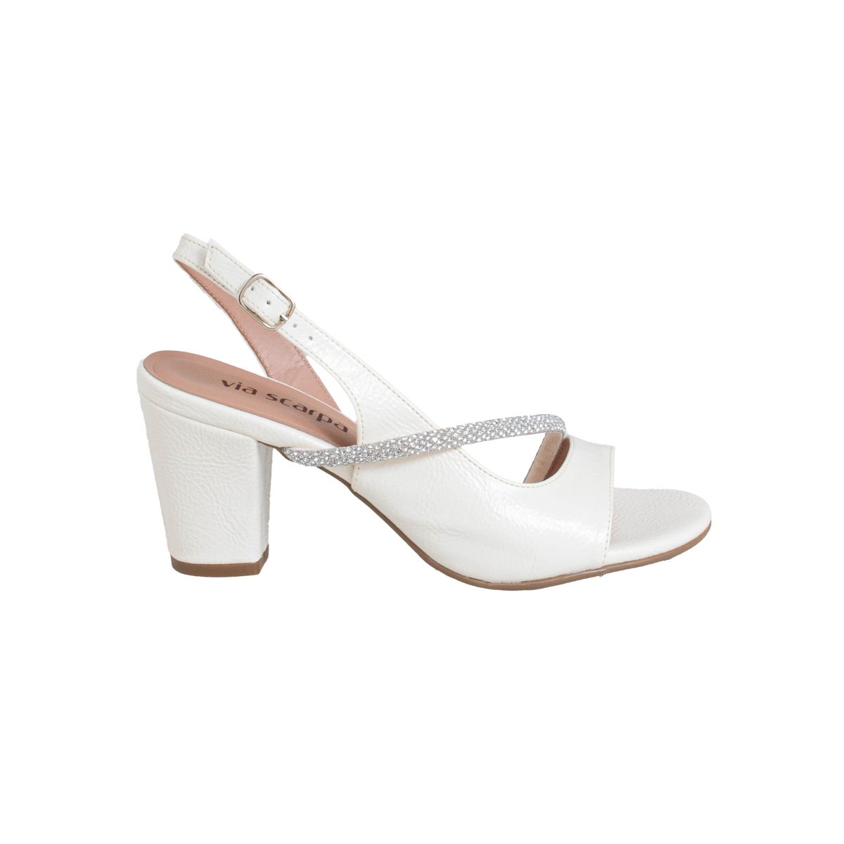 Sandália Salto Alto Bloco Via Scarpa Feminino