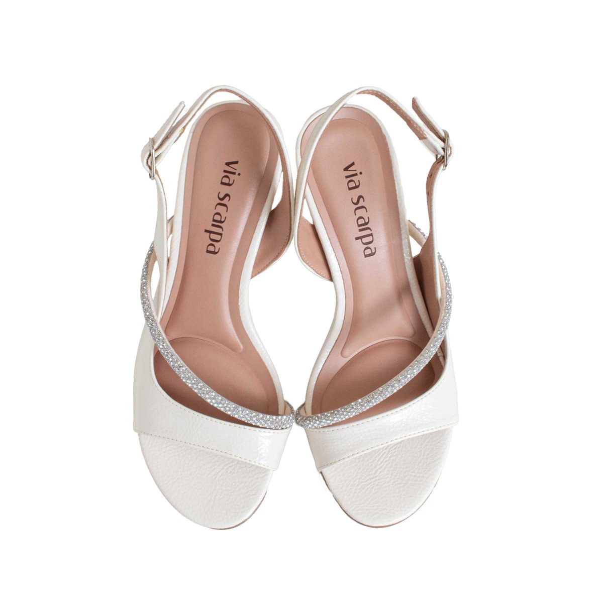 Sandália Salto Alto Bloco Via Scarpa Feminino Branco 2