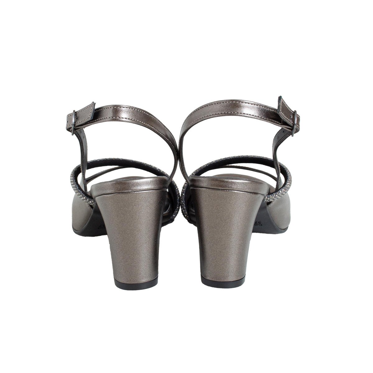 Sandália Metalizada Salto Alto Bloco Via Scarpa Feminino Prata Velho 4