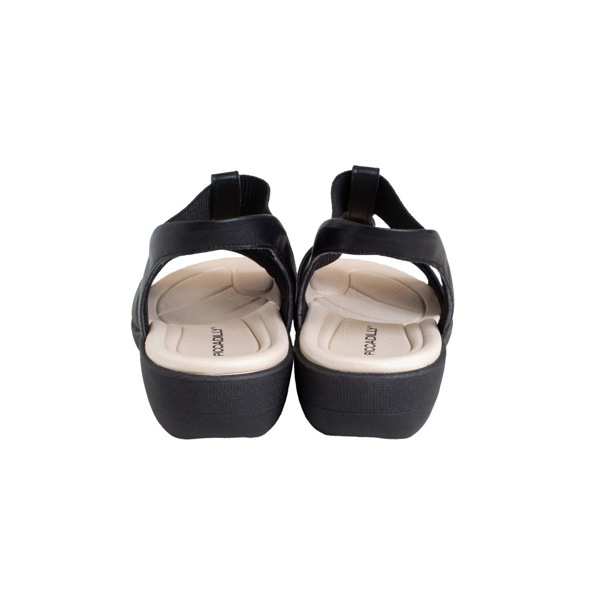 Sandália Piccadilly Fascite Plantar Feminino Salto Anabela Preto 4