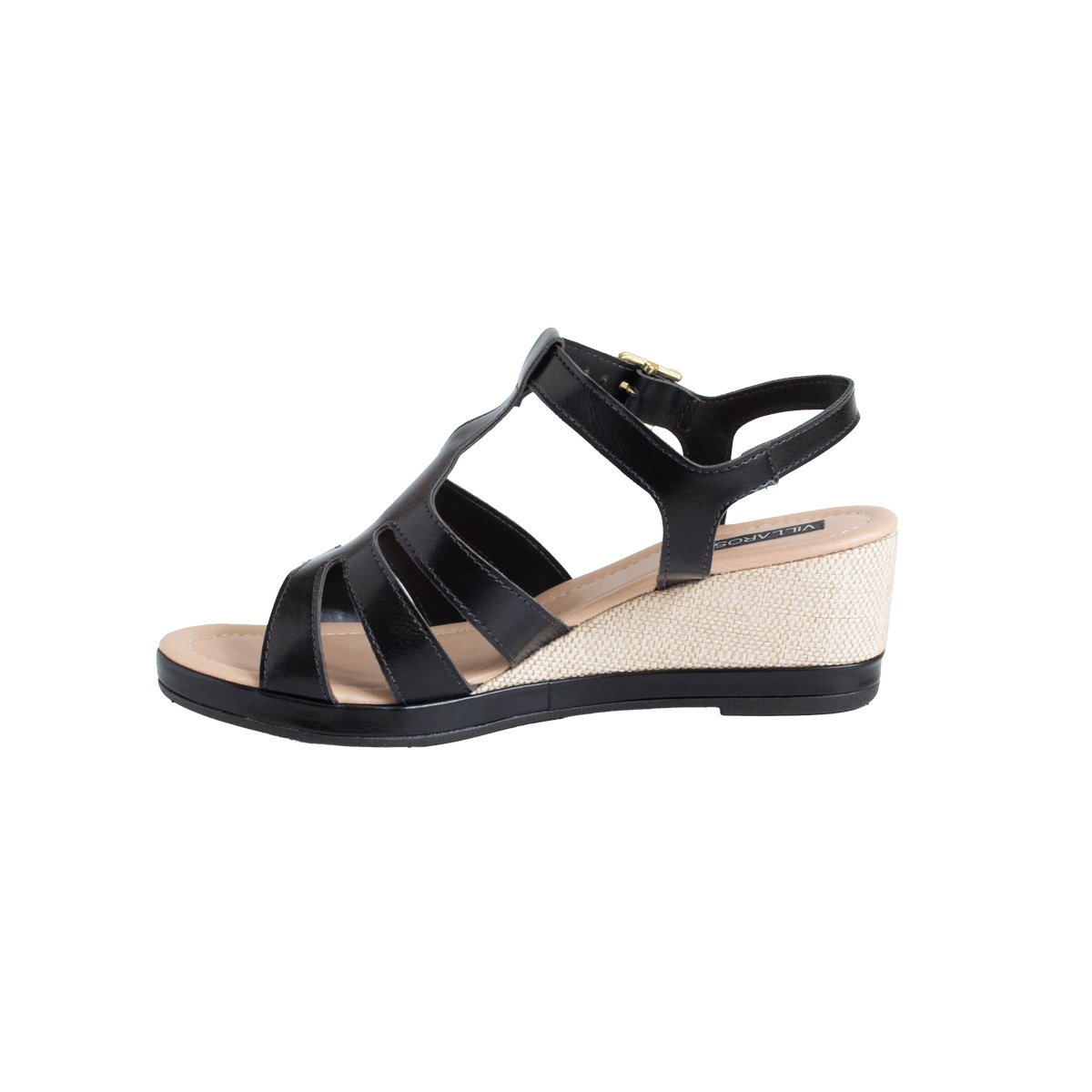 Sandália Salto Médio Anabela Villa Rosa Feminino Preto 3