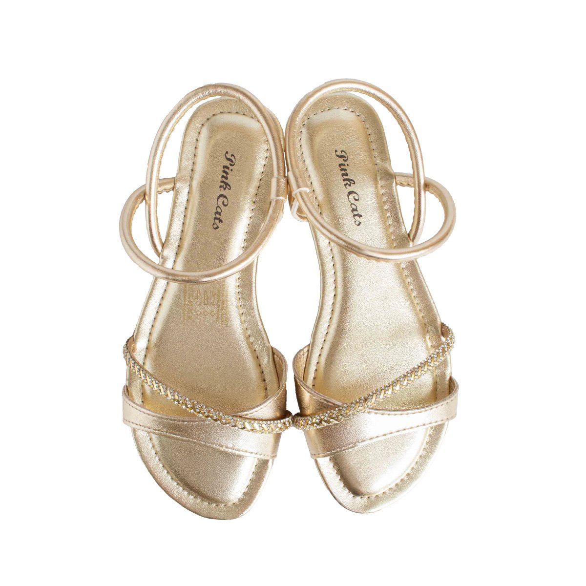 Sandália Brilhos Infantil Pink Cats Menina Calce Fácil Dourado 2