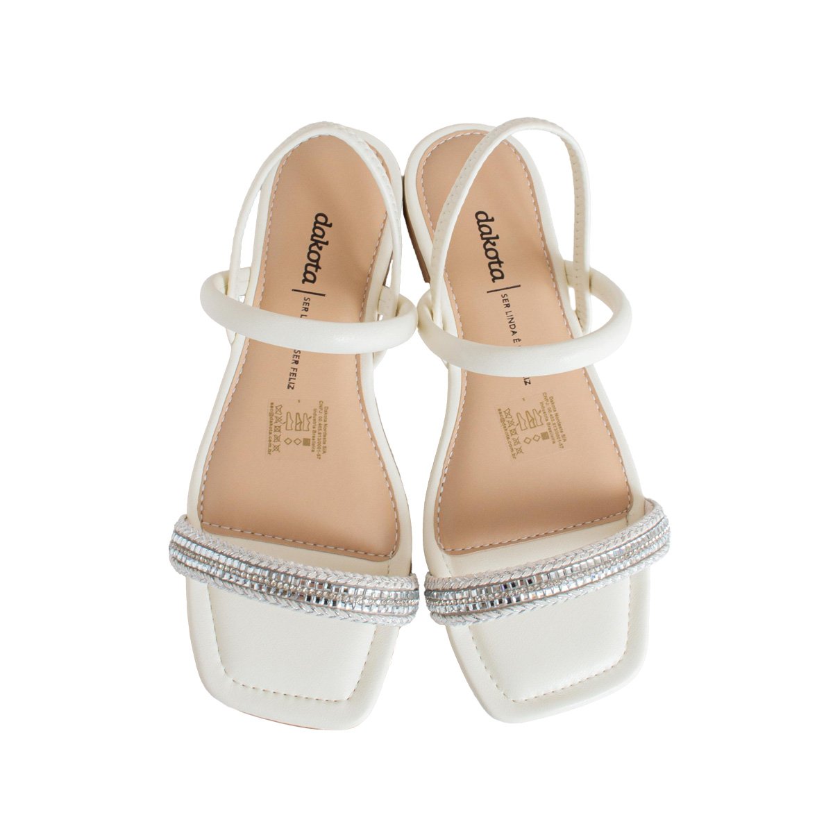 Sandália Brilhos Dakota Rasteira Calce Fácil Feminino Branco 2