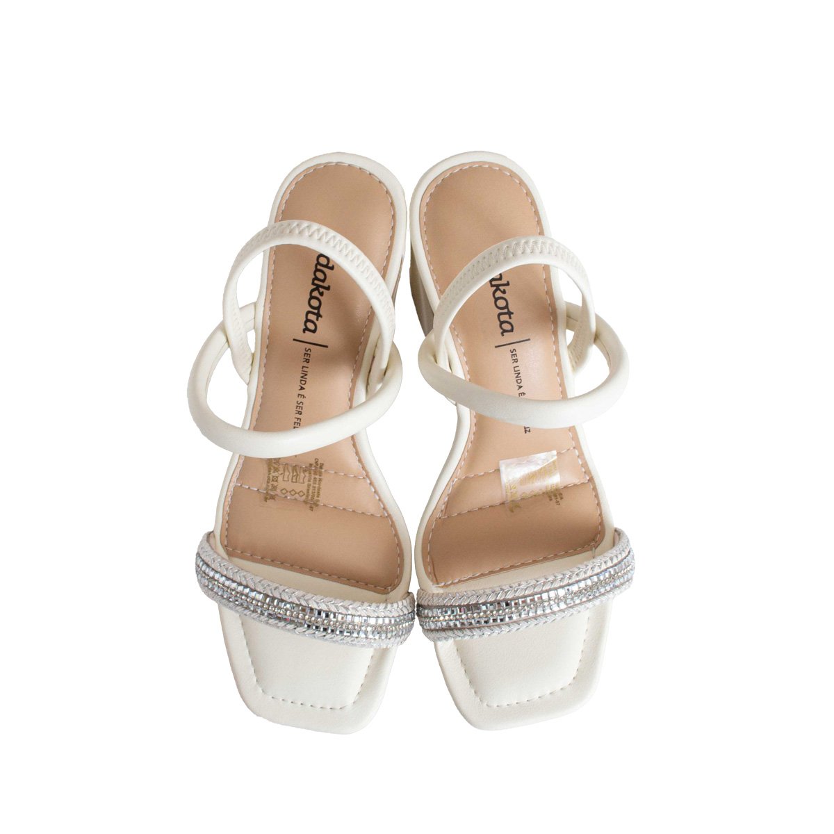 Sandália Salto Alto Grosso Dakota Calce Fácil Feminino Branco 2
