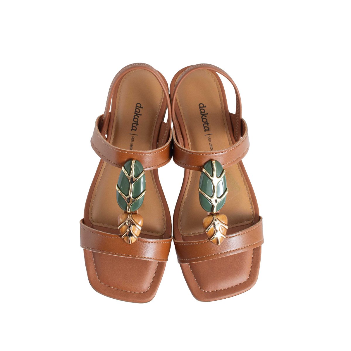 Sandália Dakota Rasteira Pedraria Feminino Marrom 2