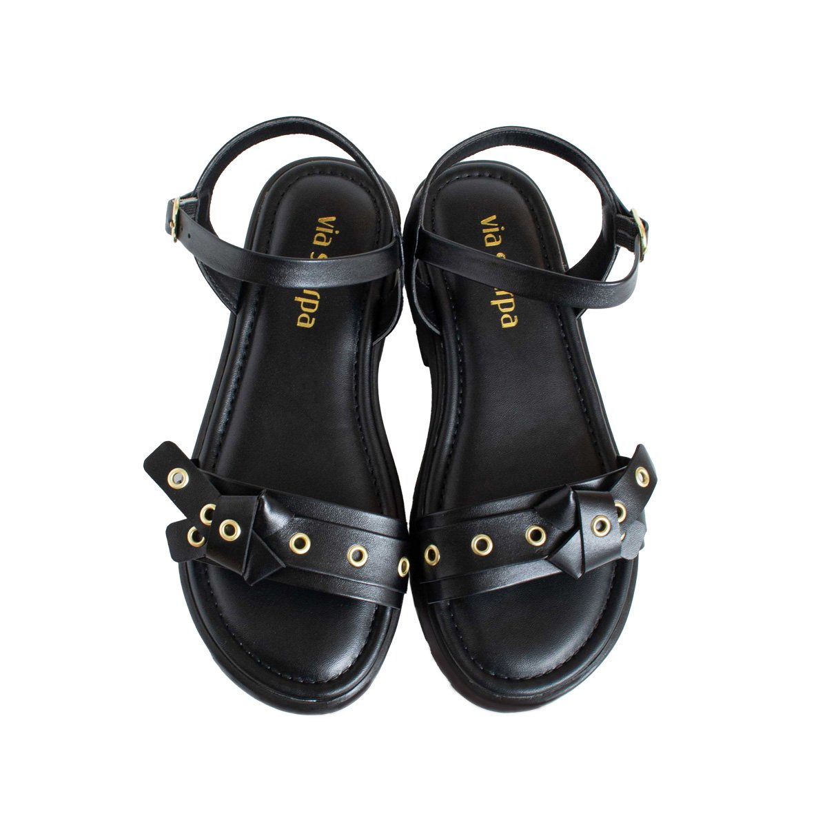 Sandália Flatform Via Scarpa Feminino Calce Fácil Preto 2