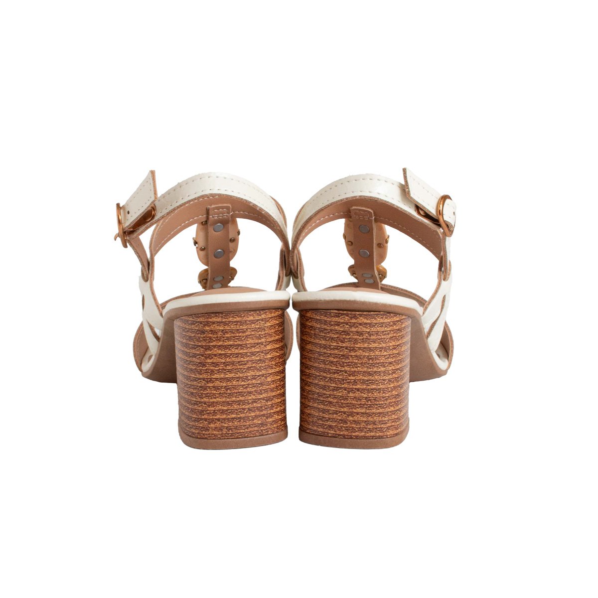 Sandália Pedraria Dakota Salto Alto Bloco Feminino Branco 4