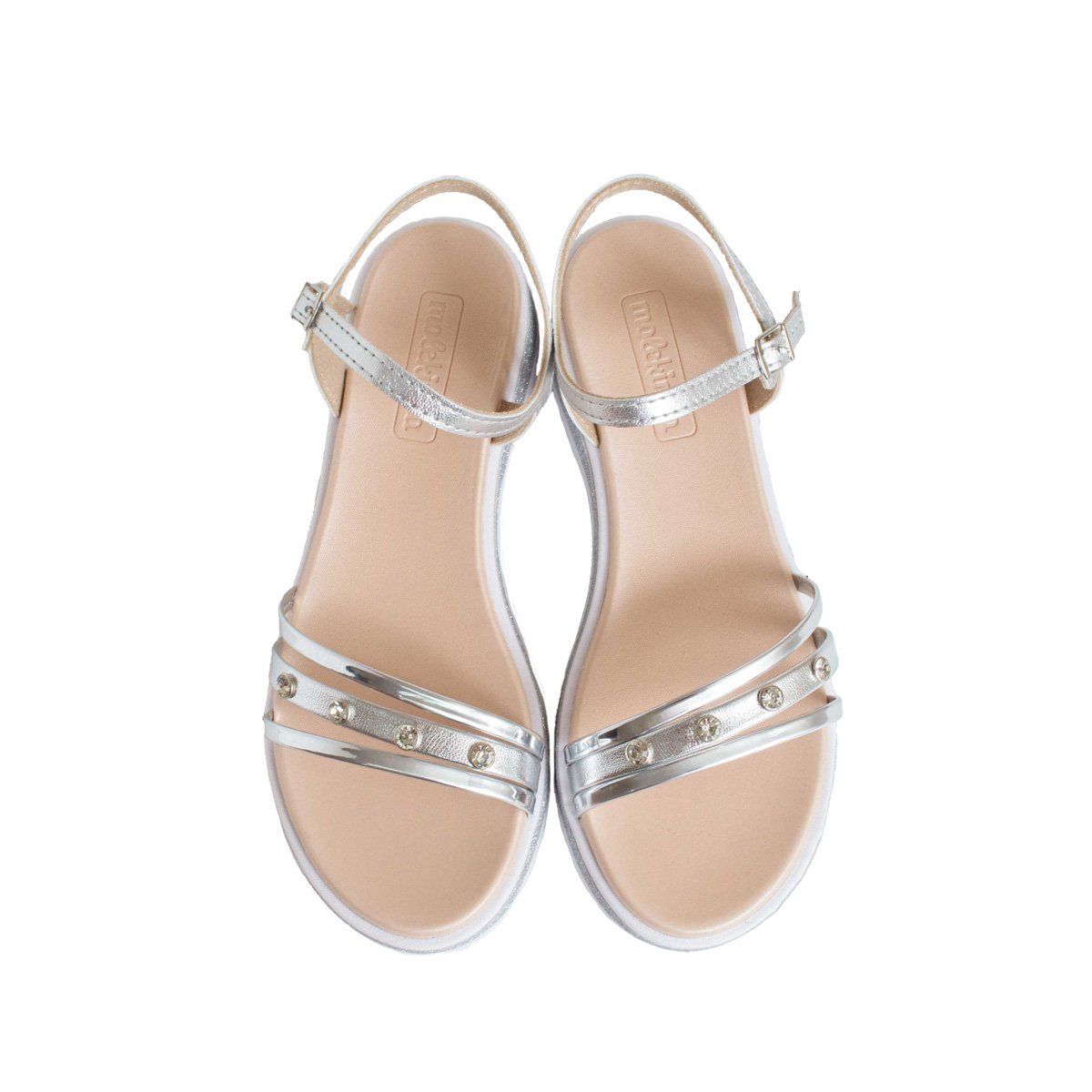 Sandália Metalizada Infantil Molekinha Flatform Menina Prata 2