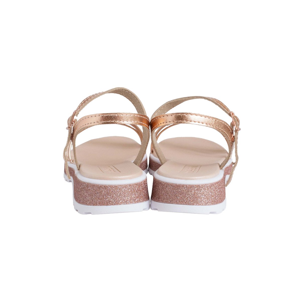 Sandália Metalizada Infantil Molekinha Flatform Menina Dourado 4