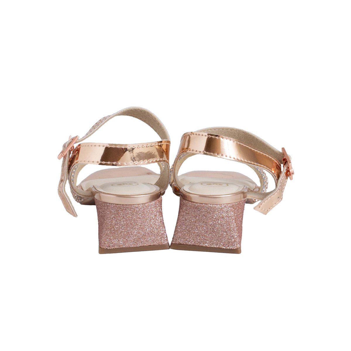 Sandália Brilhos Infantil Molekinha Salto Bloco Menina Rose Gold 4