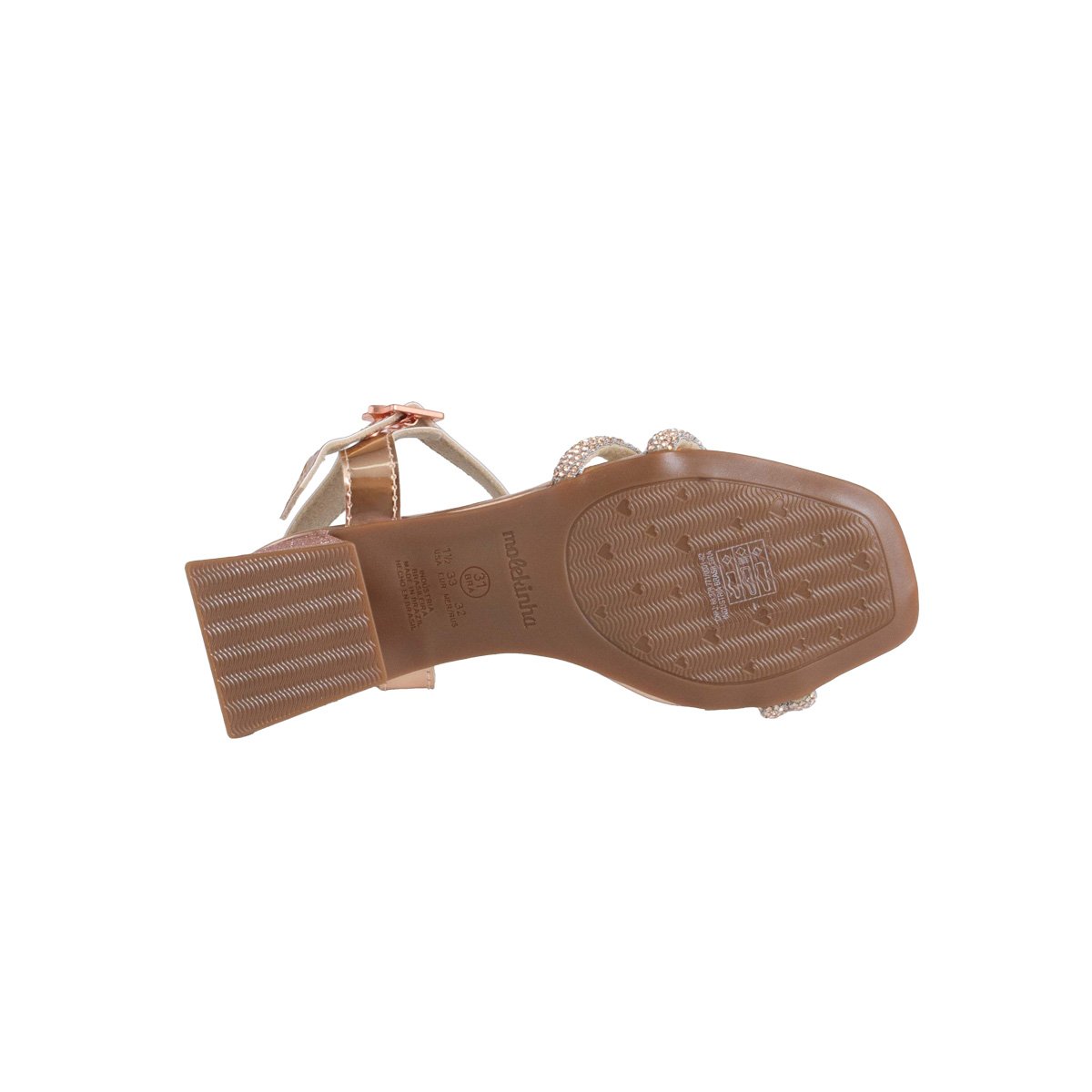 Sandália Brilhos Infantil Molekinha Salto Bloco Menina Rose Gold 5