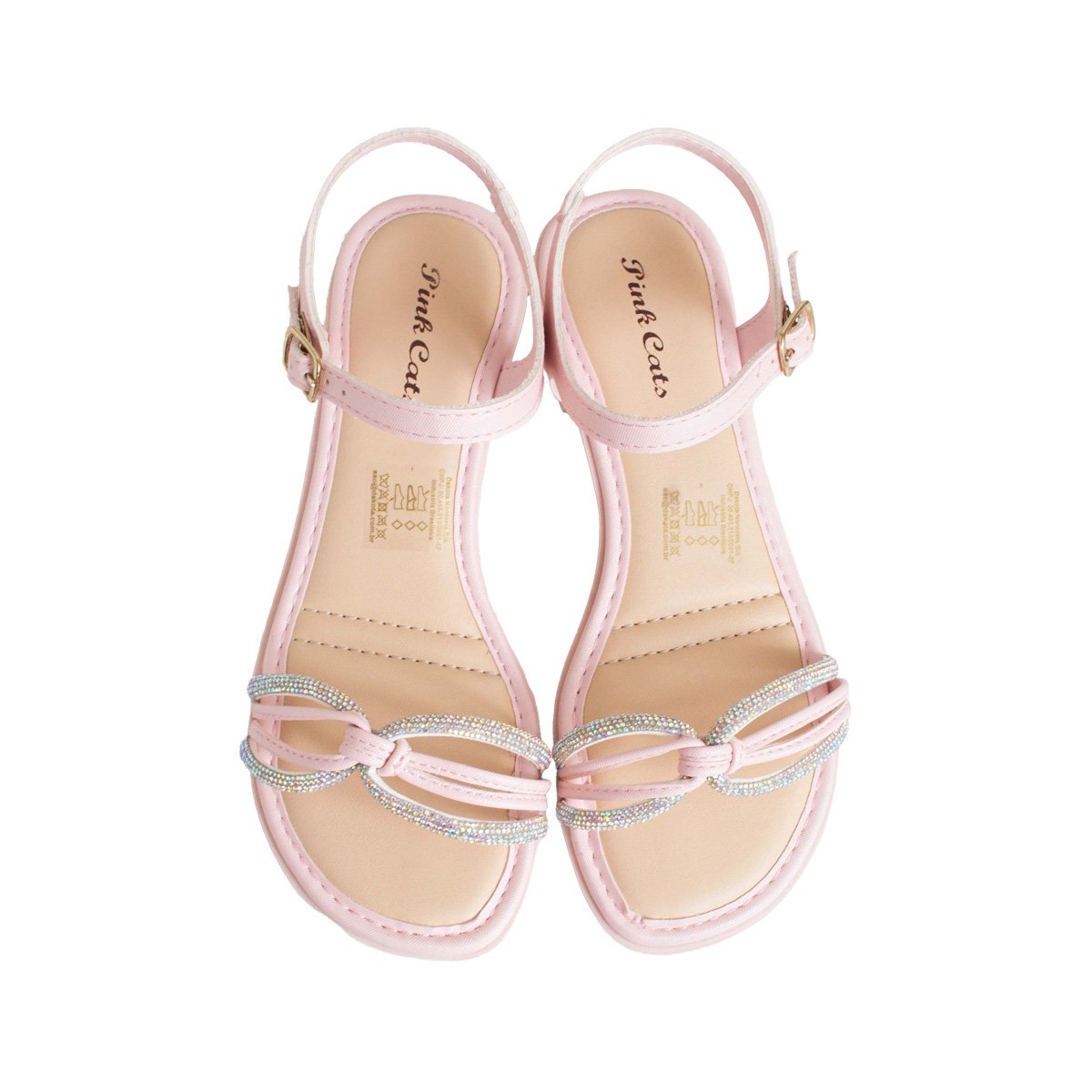 Sandália Brilhos Infantil Pink Cats Salto Baixo Menina Rosa 2