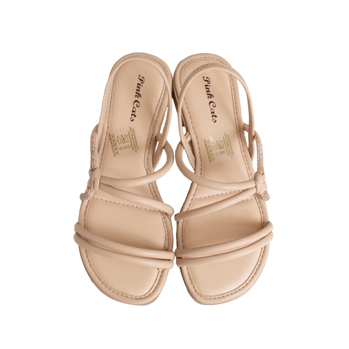 Sandália Infantil Pink Cats Menina Salto Baixo Bege 2