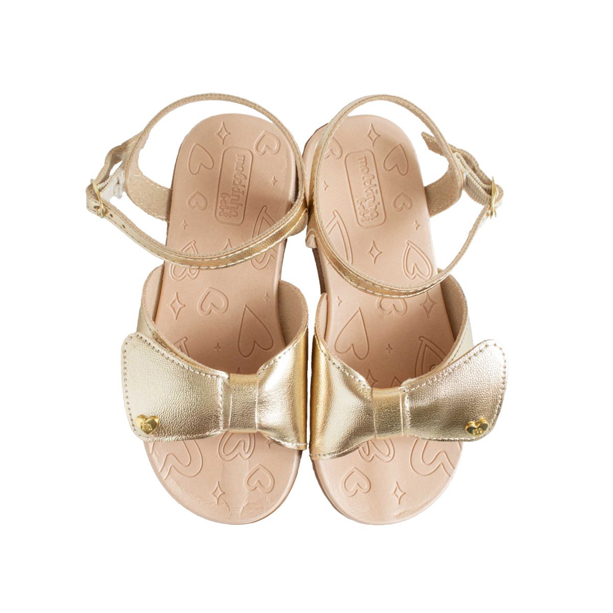 Sandália Laço Bebê Molekinha Rasteira Infantil Dourado 2