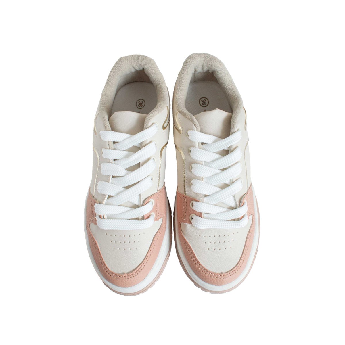 Tênis Casual Feminino Energy Flatform Alto Off White/Rosa 2
