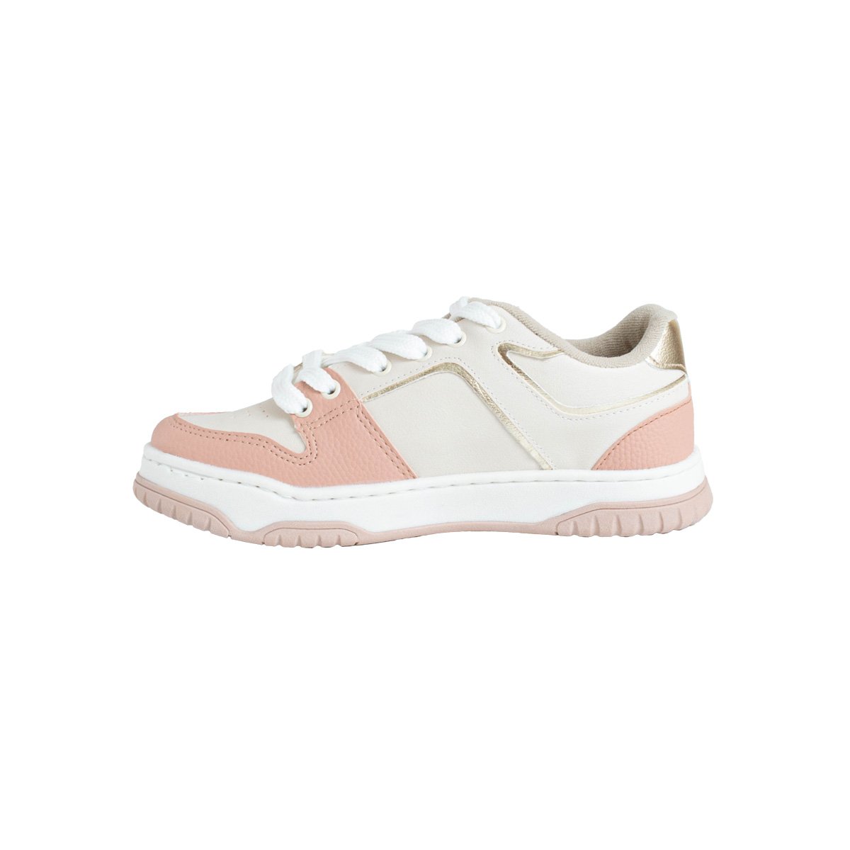 Tênis Casual Feminino Energy Flatform Alto Off White/Rosa 3