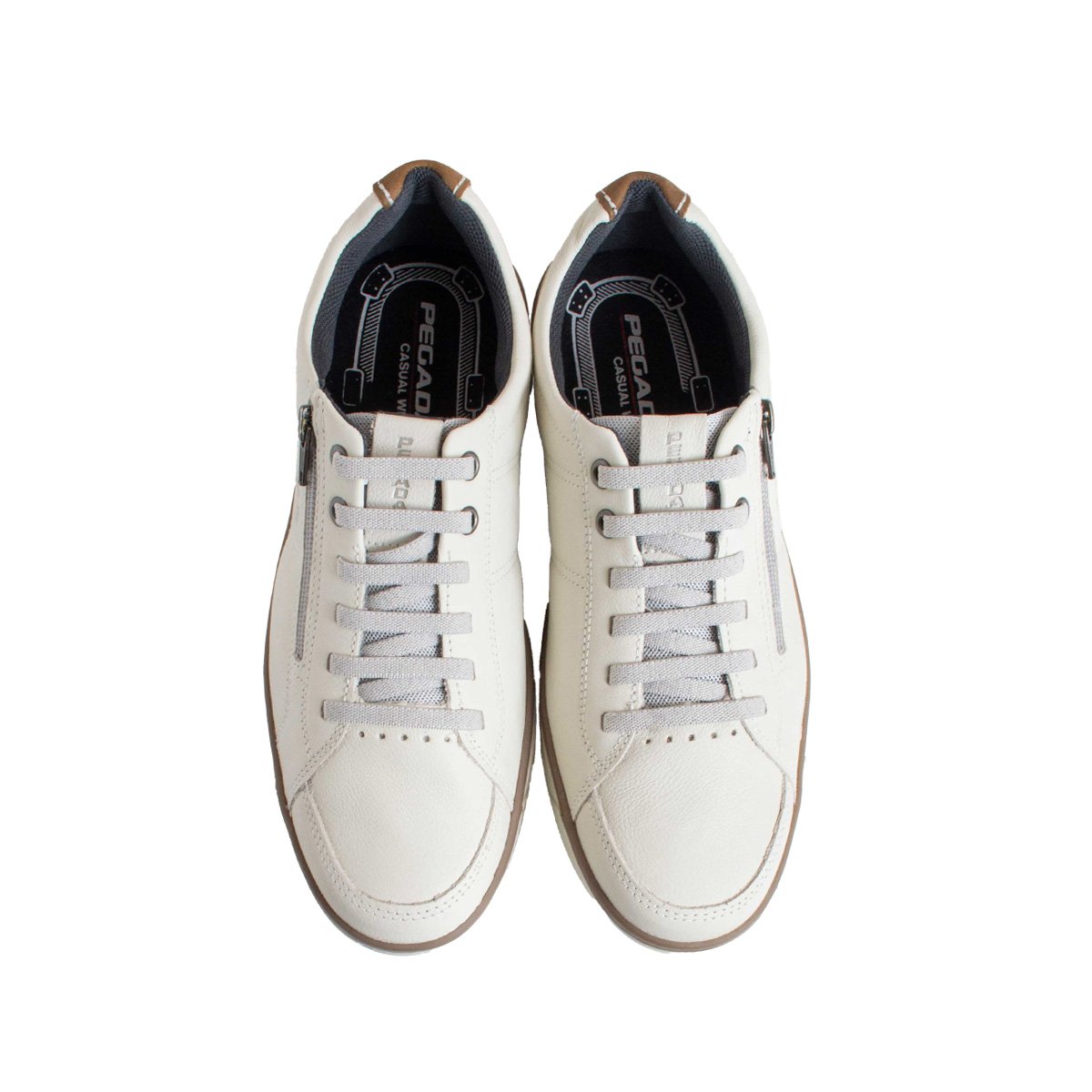 Sapatênis Casual Pegada Couro Masculino Calce Fácil Off White 2