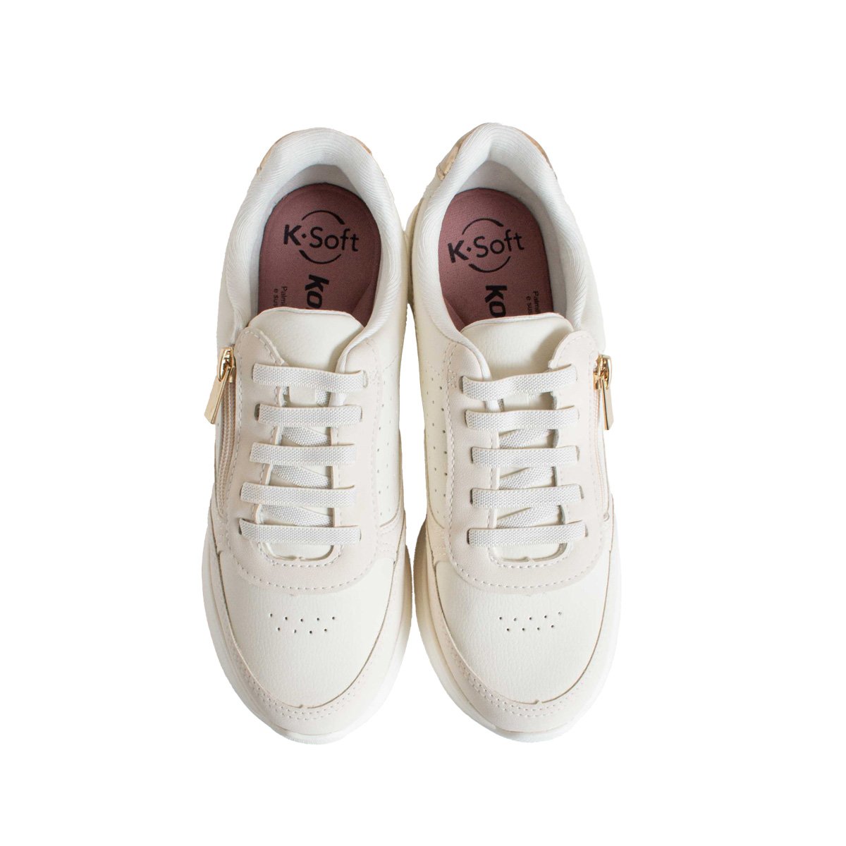 Tênis Feminino Kolosh Jogging Confortável Calce Fácil Creme 2