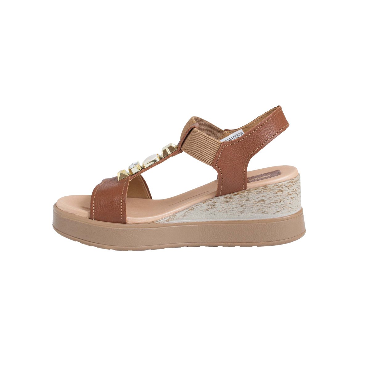 Sandália Couro Pegada Salto Anabela Feminino Marrom 3