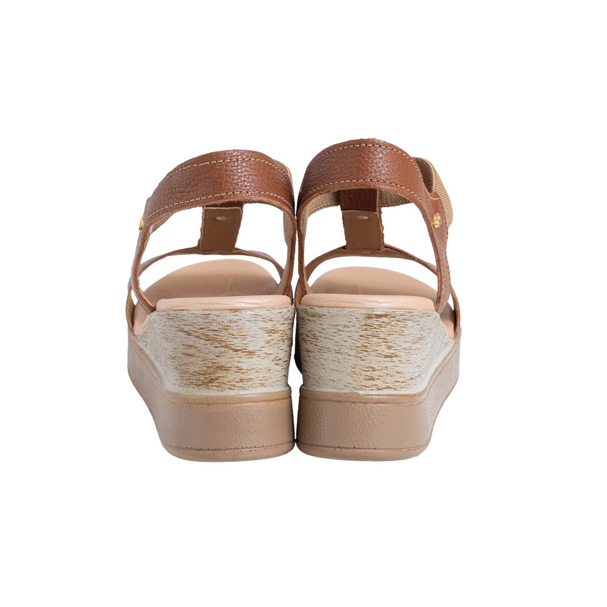 Sandália Couro Pegada Salto Anabela Feminino Marrom 4