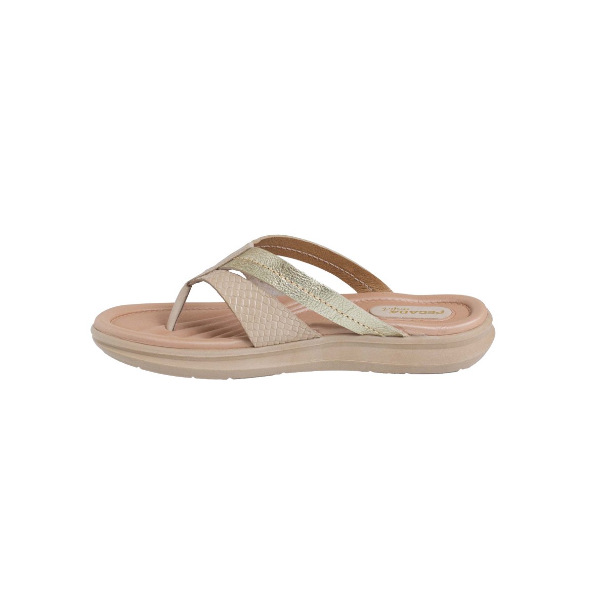 Chinelo Couro Pegada Comfort Feminino Dourado 3