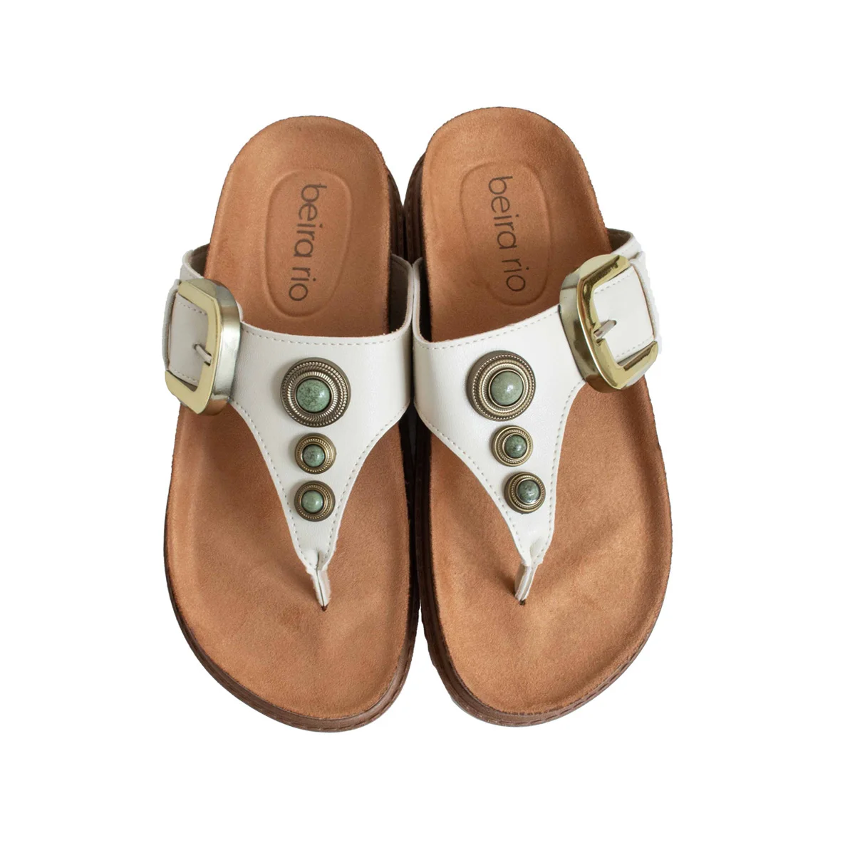 Sandália Pedraria Beira Rio Rasteirinha Feminino Branco 2