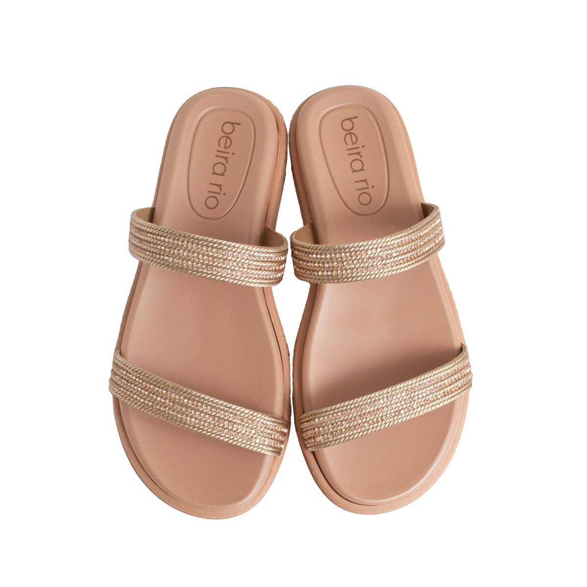 Rasteirinha Strass Beira Rio Papete Feminino Champagne 2